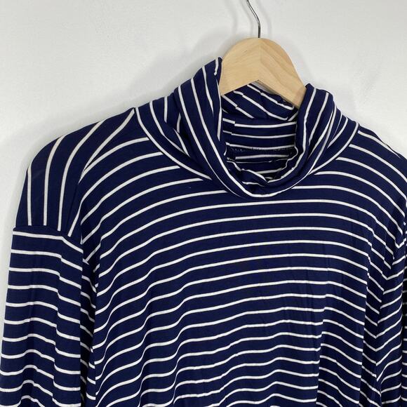 Dip Navy Blue White Striped Cowl Neck Long Sleeve Top Women's Plus Size 3X NWOT - Picture 4 of 7